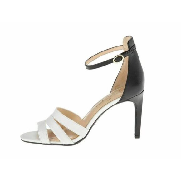 *Jessica Simpson Black White And Strappy Open Toe Maselli Soft Leather Pumps - Picture 3 of 7